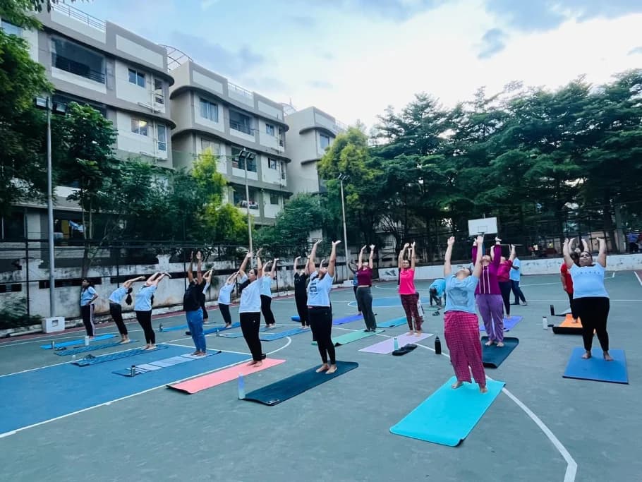 Corporate yoga session for a team